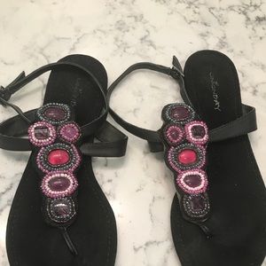 Union Bay Black with Beaded trim  Sandals Size 7